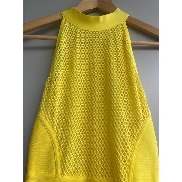bright yellow mesh bodycon stretch halter cocktail dress unbranded - Picture 6 of 10
